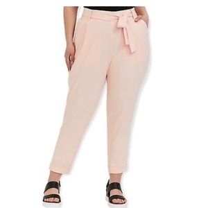 Torrid pink crepe tie front tapered trouser pants